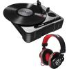 imageNumark PT01USB and Numark HF175  Portable Vinyl Record Player USB Turntable with Built in Speaker Power via Battery and DJ HeadphonesUSB Turntable with Headphones
