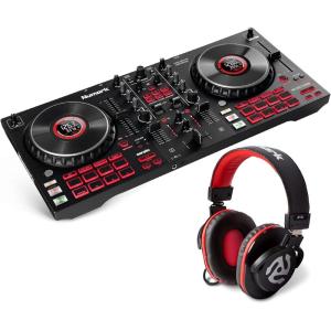 imageDJ Controller Bundle  DJ Set with 4 Decks DJ Mixer Audio Interface Jog Wheel Displays FX and DJ Headphones  Numark Mixtrack Platinum FX and HF175DJ Controller  DJ Headphones