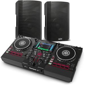 imageNumark Mixstream Pro Standalone DJ Controller with Amazon Music Unlimited Streaming and Alto Professional TX312 350W 12 Inch Active PA Speakers Pair